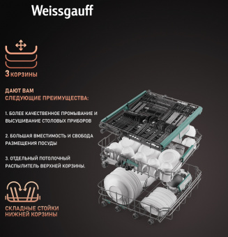 Встраиваемая посудомоечная машина Weissgauff BDW 6033 Wi-Fi Inverter Autoopen
